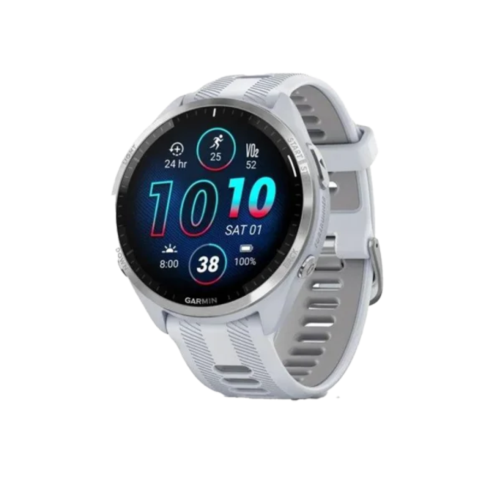 Смарт-годинник Garmin Forerunner 965 Titanium Bezel w. Whiteston Case and Whiteston/Powder Gray S. Band (010-02809-01/11)
