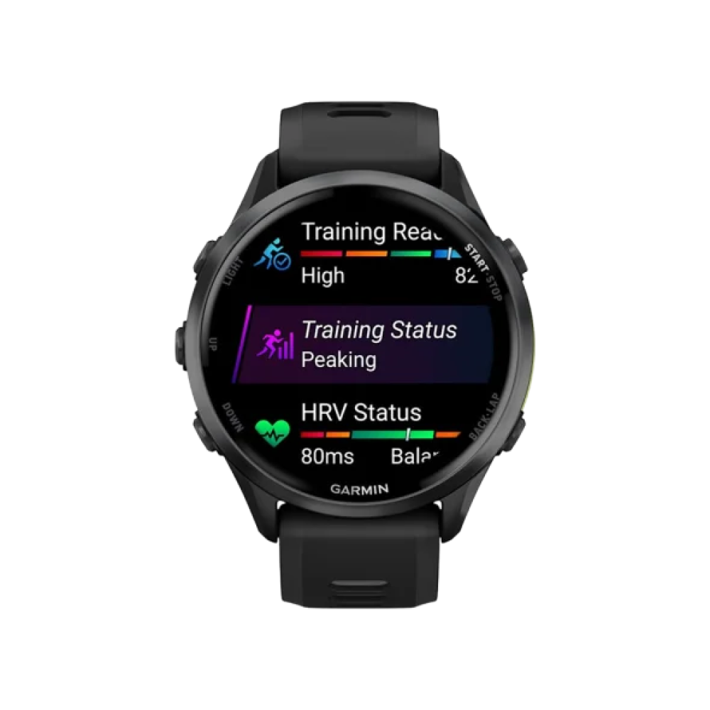 Смарт-годинник Garmin Forerunner 970 Carbon Gray DLC Titanium w. Black Case and Black/Translucent W. Band (010-02969-00/10)