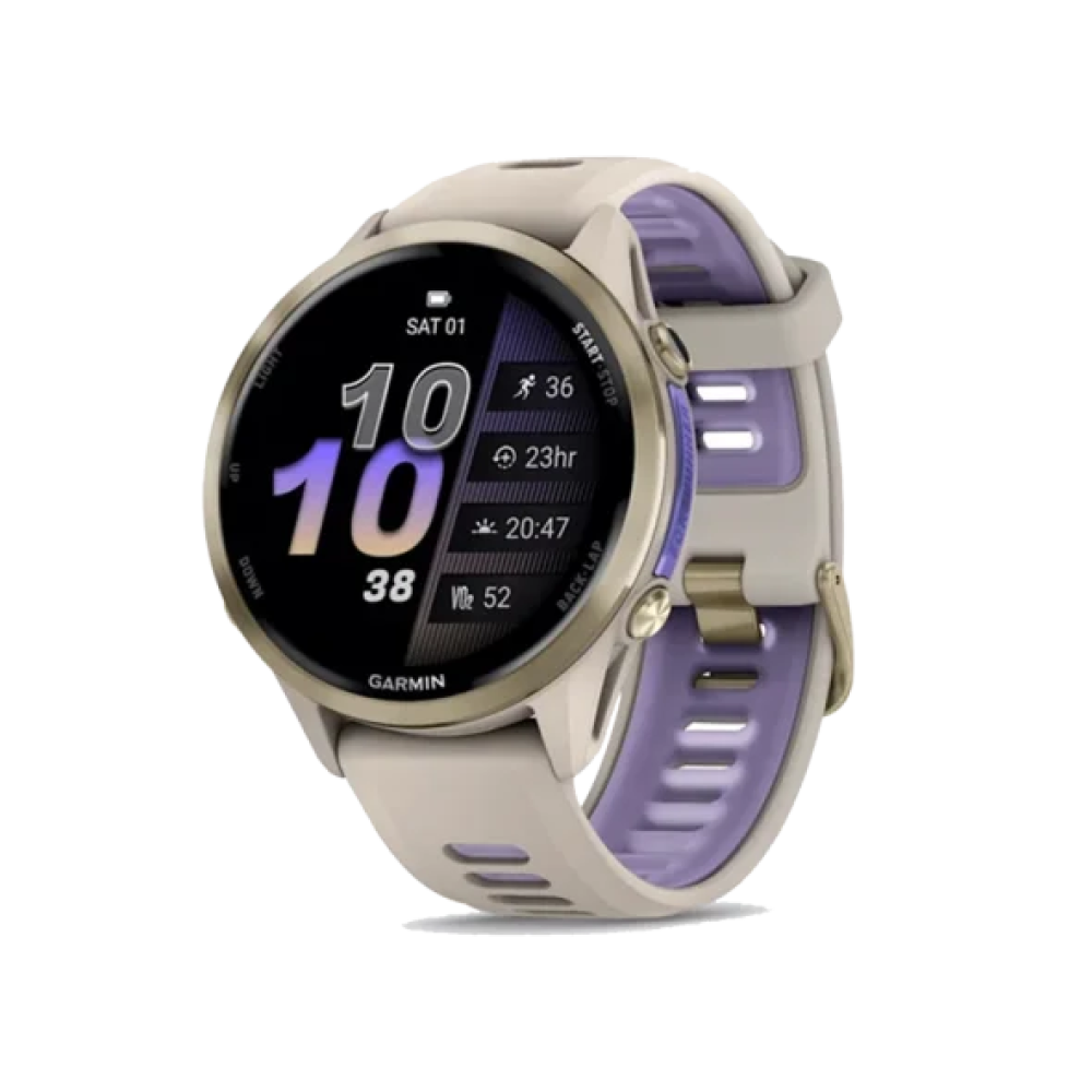 Смарт-годинник Garmin Forerunner 970 Soft Gold Titanium w. French Gray C. and French Gray/T. Indigo Band (010-02969-02/12)