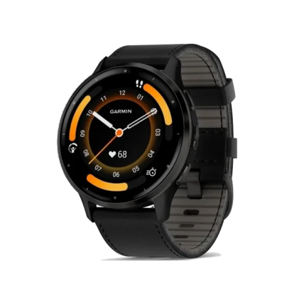 Смарт-годинник Garmin Venu 3 Slate S. Steel Bezel w. Black Case and Leather Band (010-02784-52/02)