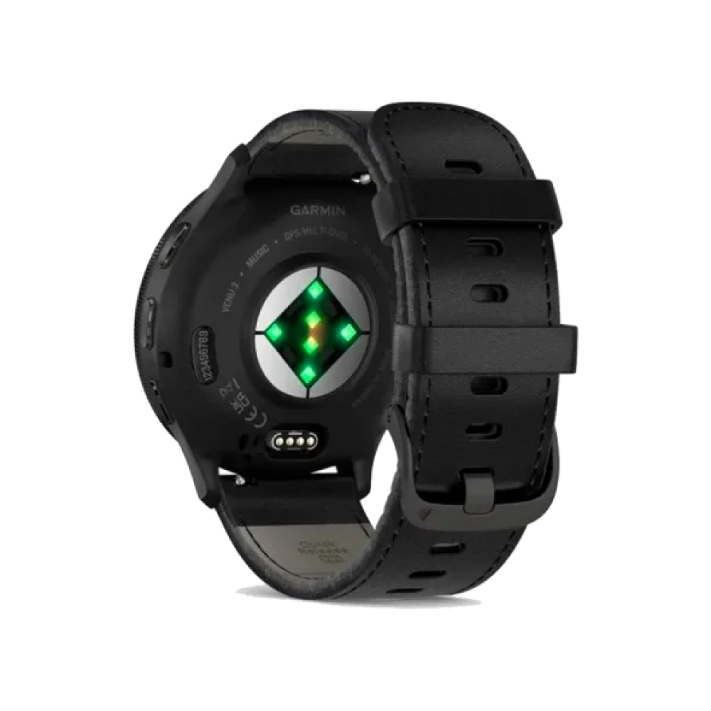 Смарт-годинник Garmin Venu 3 Slate S. Steel Bezel w. Black Case and Leather Band (010-02784-52/02)