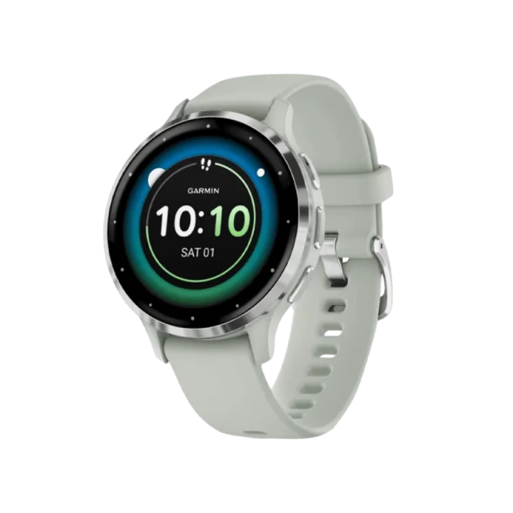 Смарт-годинник Garmin Venu 3S Silver S. Steel Bezel w. Sage Gray Case and S. Band (010-02785-01/51)