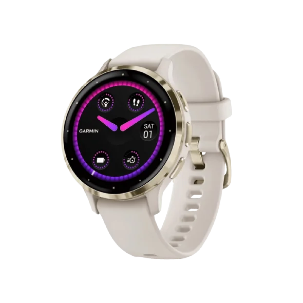 Смарт-годинник Garmin Venu 3S Soft Gold S. Steel Bezel with Ivory Case and S. Band (010-02785-04/54)