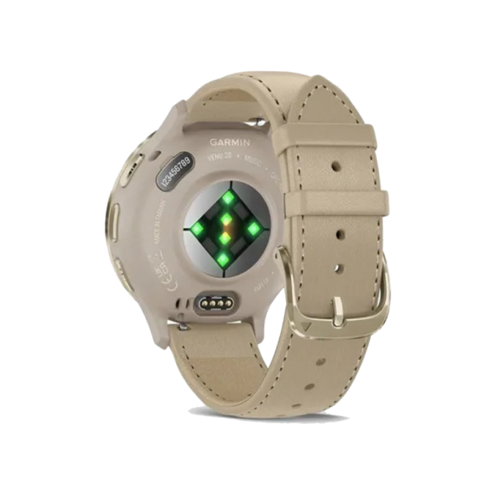 Смарт-годинник Garmin Venu 3S Soft Gold S. Steel Bezel w. French Gray Case and Leather Band (010-02785-55)