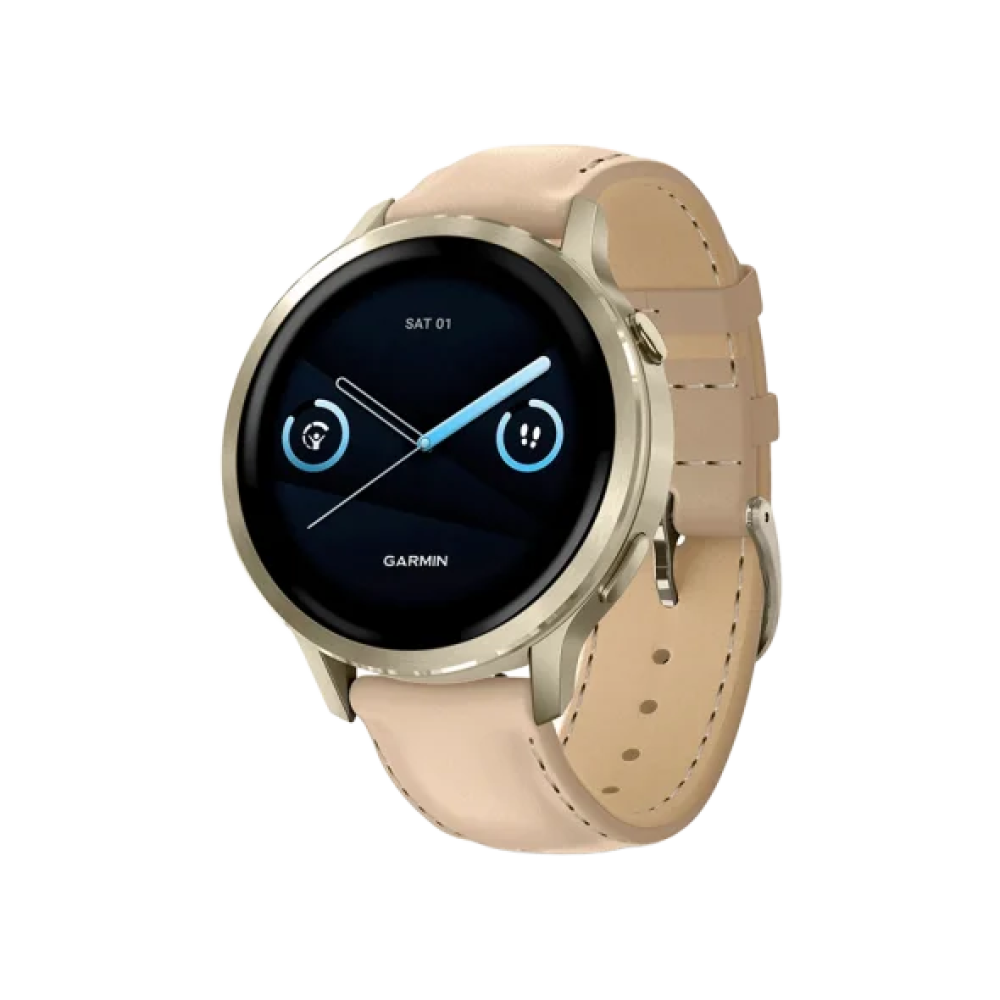 Смарт-годинник Garmin Venu 4 41 mm Lunar Gold with Light Sand Leather Band (010-03013-03)