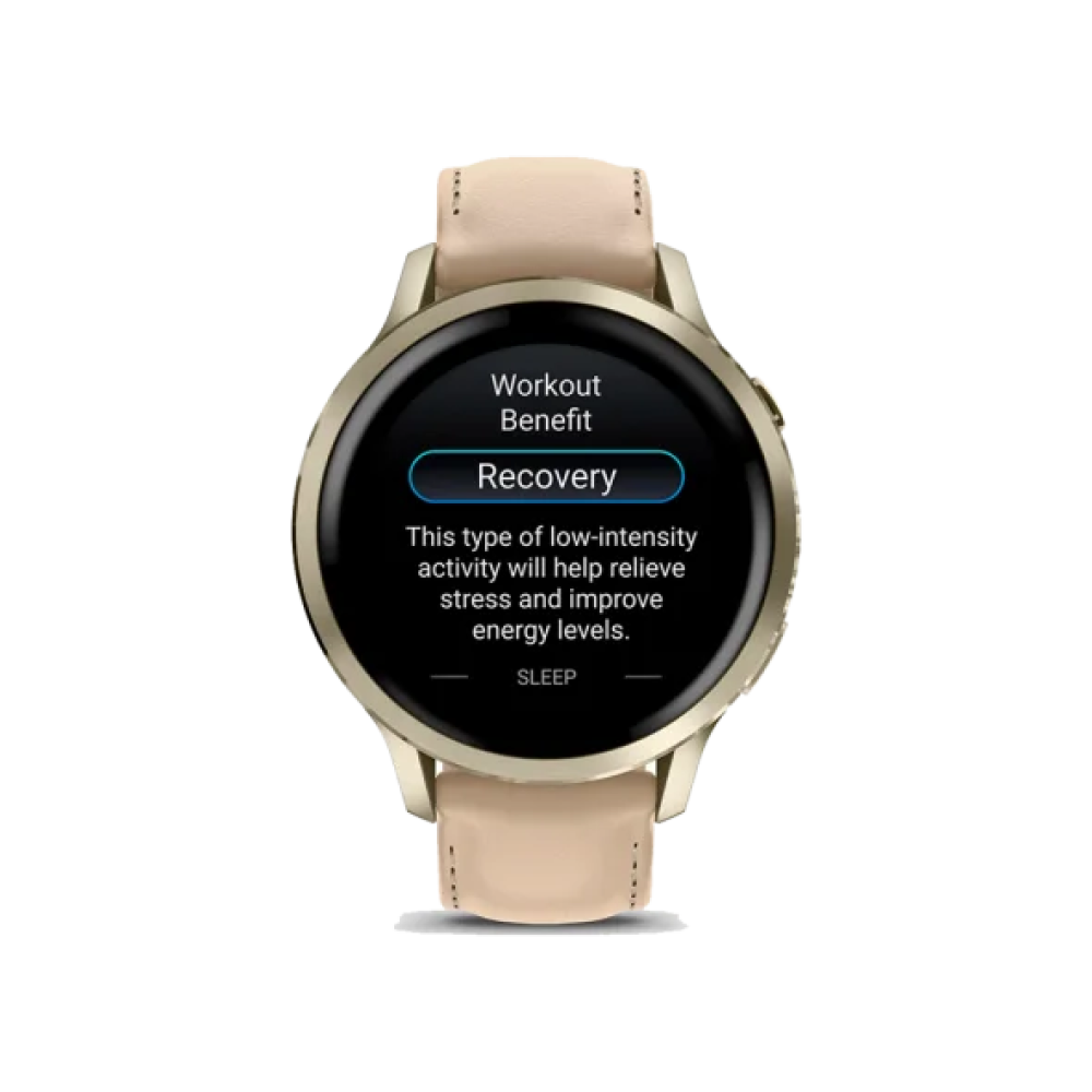 Смарт-годинник Garmin Venu 4 41 mm Lunar Gold with Light Sand Leather Band (010-03013-03)