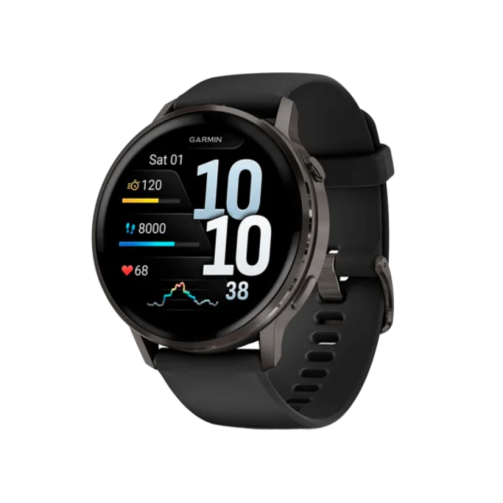 Смарт-годинник Garmin Venu 4 45 mm Slate with Black Silicone Band (010-03014-00)
