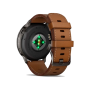 Смарт-годинник Garmin Venu 4 45 mm Slate with Brown Leather Band (010-03014-03)