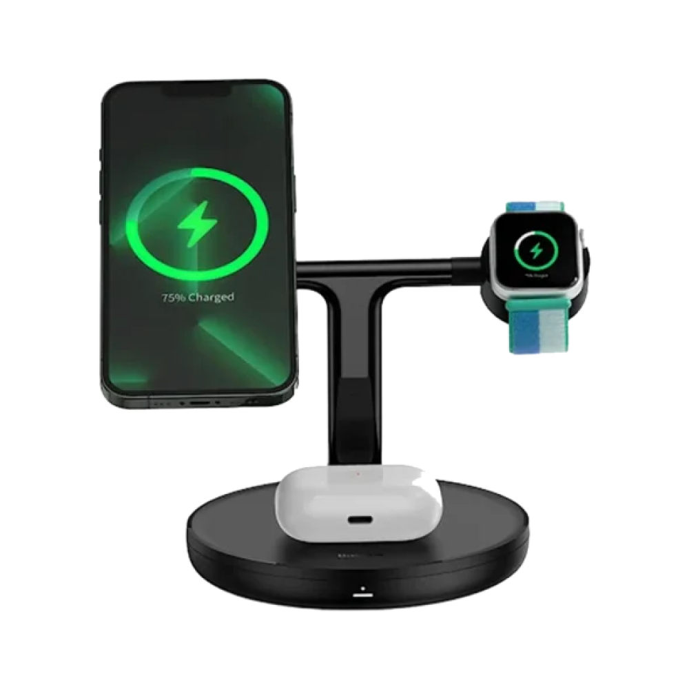 Зарядний пристрій стенд Baseus Swan Magnetic 3-in-1 20W Black