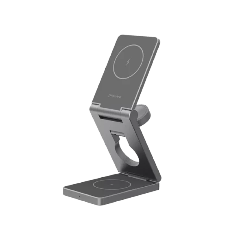 Зарядний пристрій стенд Бездротовий Proove Titan Volt 3 in 1 Gray