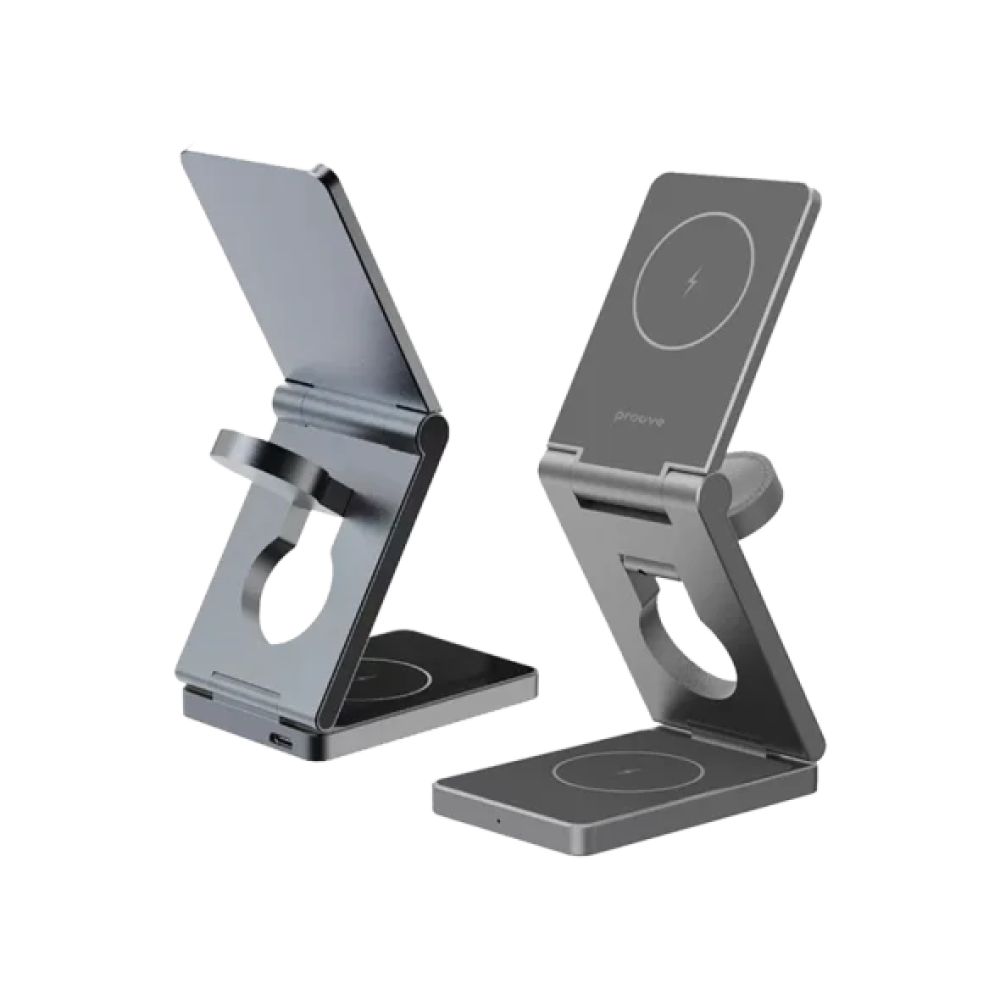 Зарядний пристрій стенд Бездротовий Proove Titan Volt 3 in 1 Gray