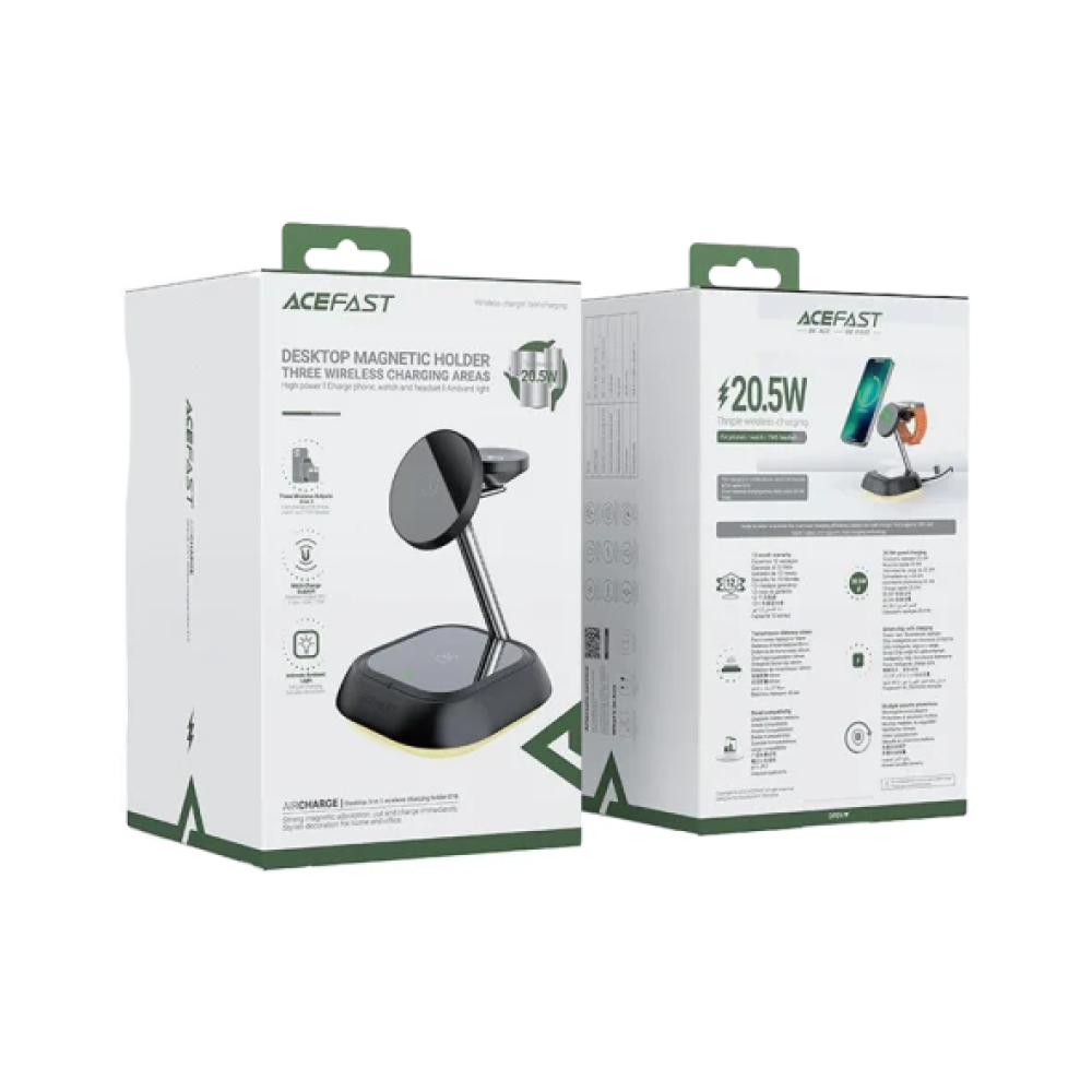 Зарядний пристрій стенд Бездротовий Smart 3 in 1 Acefast E16