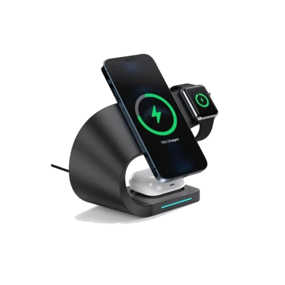 Зарядний пристрій стенд Бездротовий Smart 3 in 1 L178 Fast 15W MagSafe